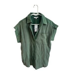 Baltic Born NWT Jaye Button Top Sz S Green 100% Cotton Blouse Lagenlook Chic